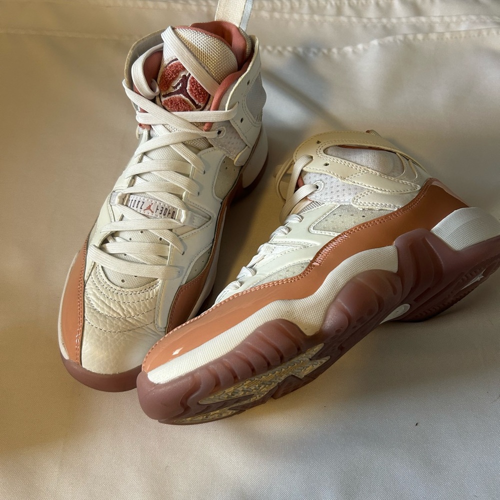 Air Jordan High-Top Sneakers in Pink and White Very Nice and Clean.